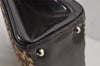 Auth Christian Dior Unborn Calf Leather Leopard Pattern Hand Bag Brown CD 7644J