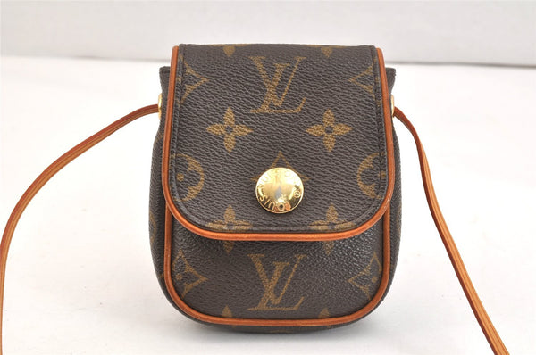 Auth Louis Vuitton Monogram Mini Lin Pochette Cancun Shoulder Pouch Brown 7644K