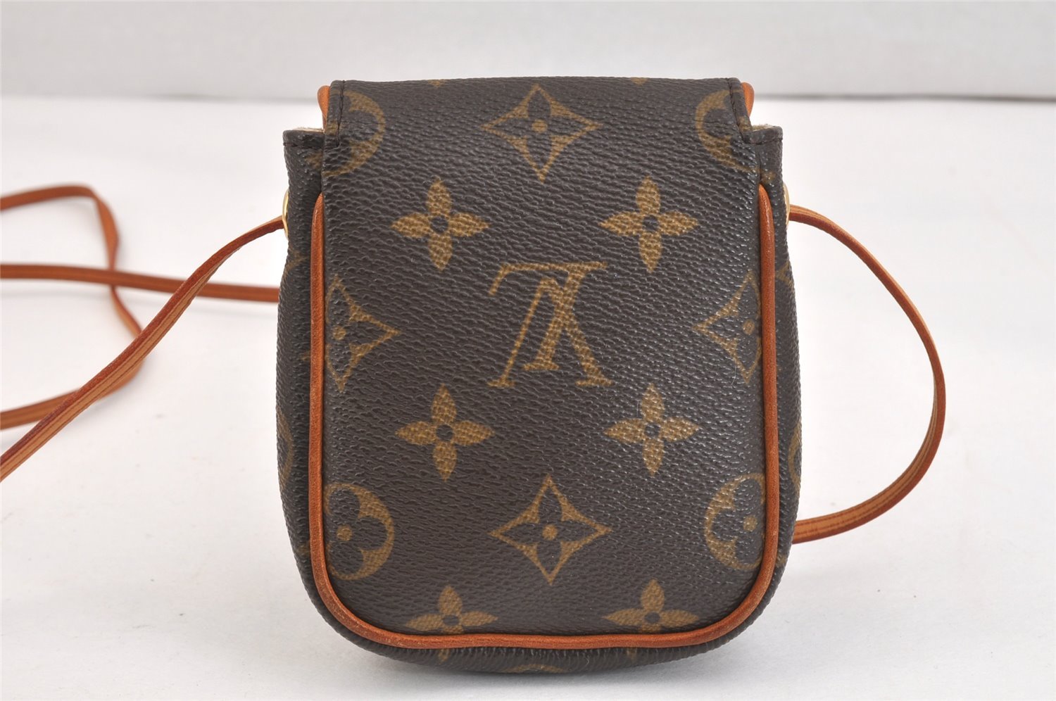 Auth Louis Vuitton Monogram Mini Lin Pochette Cancun Shoulder Pouch Brown 7644K