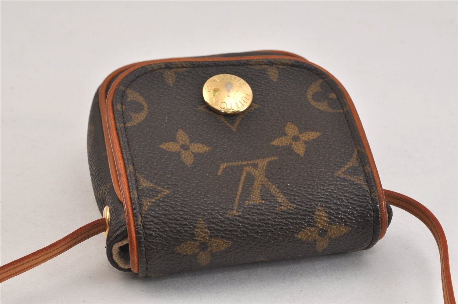 Auth Louis Vuitton Monogram Mini Lin Pochette Cancun Shoulder Pouch Brown 7644K