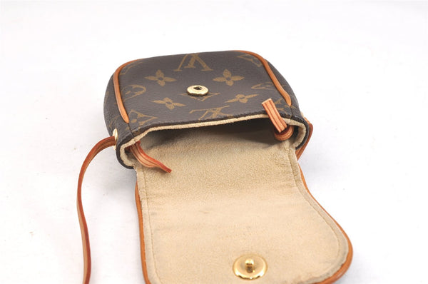 Auth Louis Vuitton Monogram Mini Lin Pochette Cancun Shoulder Pouch Brown 7644K