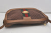 Authentic GUCCI Web Sherry Line Micro GG Shoulder Bag Canvas Leather Brown 7645I