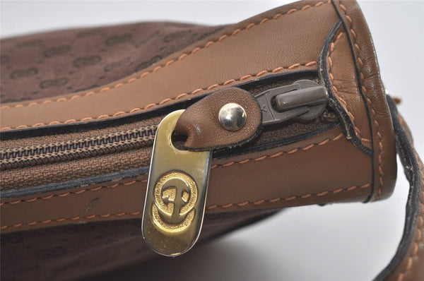 Authentic GUCCI Web Sherry Line Micro GG Shoulder Bag Canvas Leather Brown 7645I