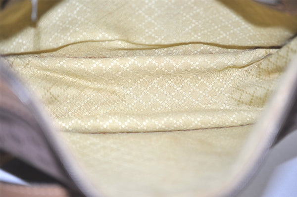 Authentic GUCCI Web Sherry Line Micro GG Shoulder Bag Canvas Leather Brown 7645I