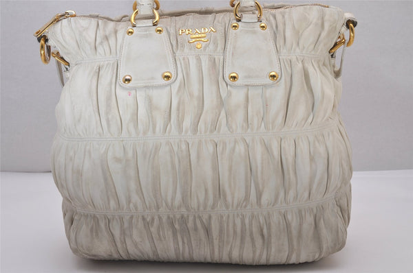 Authentic PRADA Galleria Saffiano 2Way Shoulder Hand Bag Leather White 7648I