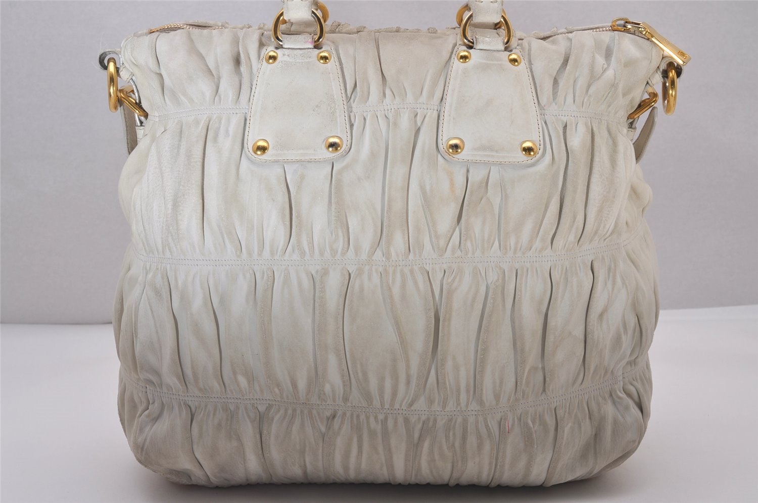 Authentic PRADA Galleria Saffiano 2Way Shoulder Hand Bag Leather White 7648I