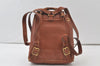 Authentic GUCCI Vintage Bamboo Drawstring Backpack Purse Leather Brown 7648K