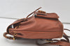 Authentic GUCCI Vintage Bamboo Drawstring Backpack Purse Leather Brown 7648K