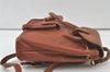 Authentic GUCCI Vintage Bamboo Drawstring Backpack Purse Leather Brown 7648K