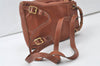 Authentic GUCCI Vintage Bamboo Drawstring Backpack Purse Leather Brown 7648K