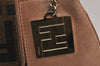 Authentic FENDI Zucca Chain Shoulder Bag Purse Suede Canvas Pink Brown 7649J