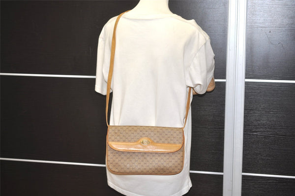 Authentic GUCCI Micro GG PVC Leather Shoulder Cross Body Bag Purse Brown 7652I