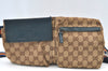 Authentic GUCCI Sherry Line Waist Body Bag GG Canvas Leather 28566 Brown 7653H