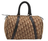 Authentic Christian Dior Trotter Hand Boston Bag Canvas Leather Brown 7653I