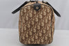 Authentic Christian Dior Trotter Hand Boston Bag Canvas Leather Brown 7653I