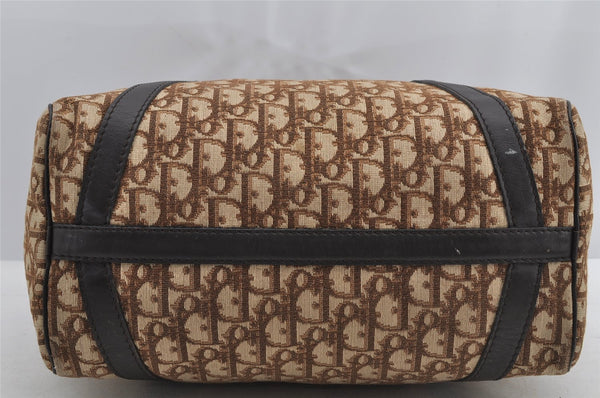 Authentic Christian Dior Trotter Hand Boston Bag Canvas Leather Brown 7653I