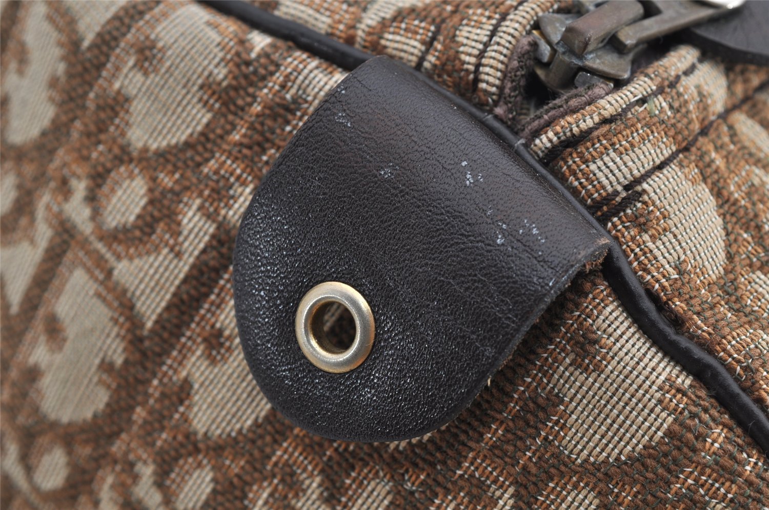 Authentic Christian Dior Trotter Hand Boston Bag Canvas Leather Brown 7653I