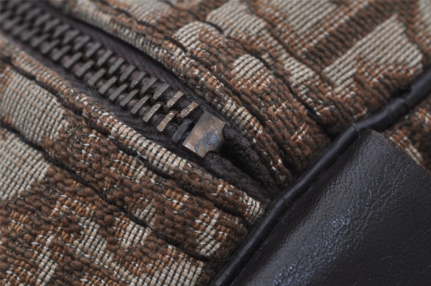 Authentic Christian Dior Trotter Hand Boston Bag Canvas Leather Brown 7653I