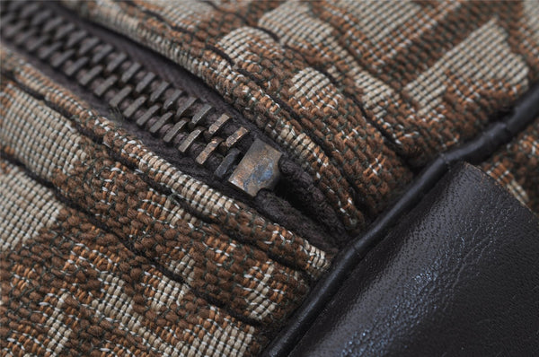 Authentic Christian Dior Trotter Hand Boston Bag Canvas Leather Brown 7653I