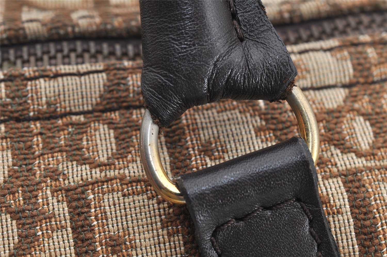 Authentic Christian Dior Trotter Hand Boston Bag Canvas Leather Brown 7653I