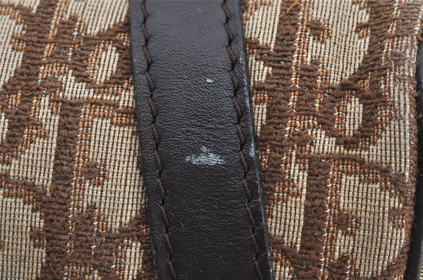 Authentic Christian Dior Trotter Hand Boston Bag Canvas Leather Brown 7653I