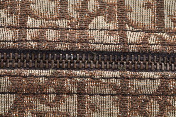 Authentic Christian Dior Trotter Hand Boston Bag Canvas Leather Brown 7653I