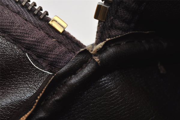 Authentic Christian Dior Trotter Hand Boston Bag Canvas Leather Brown 7653I