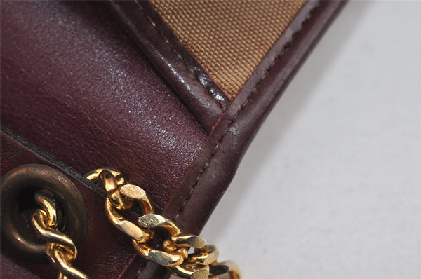 Authentic Christian Dior Chain Shoulder Hand Bag Purse Nylon Leather Beige 7654I