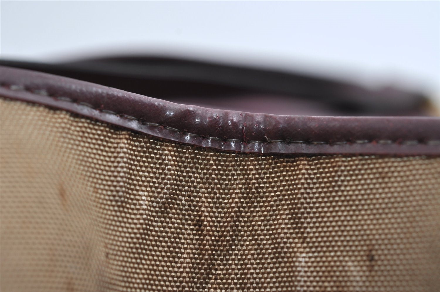 Authentic Christian Dior Chain Shoulder Hand Bag Purse Nylon Leather Beige 7654I