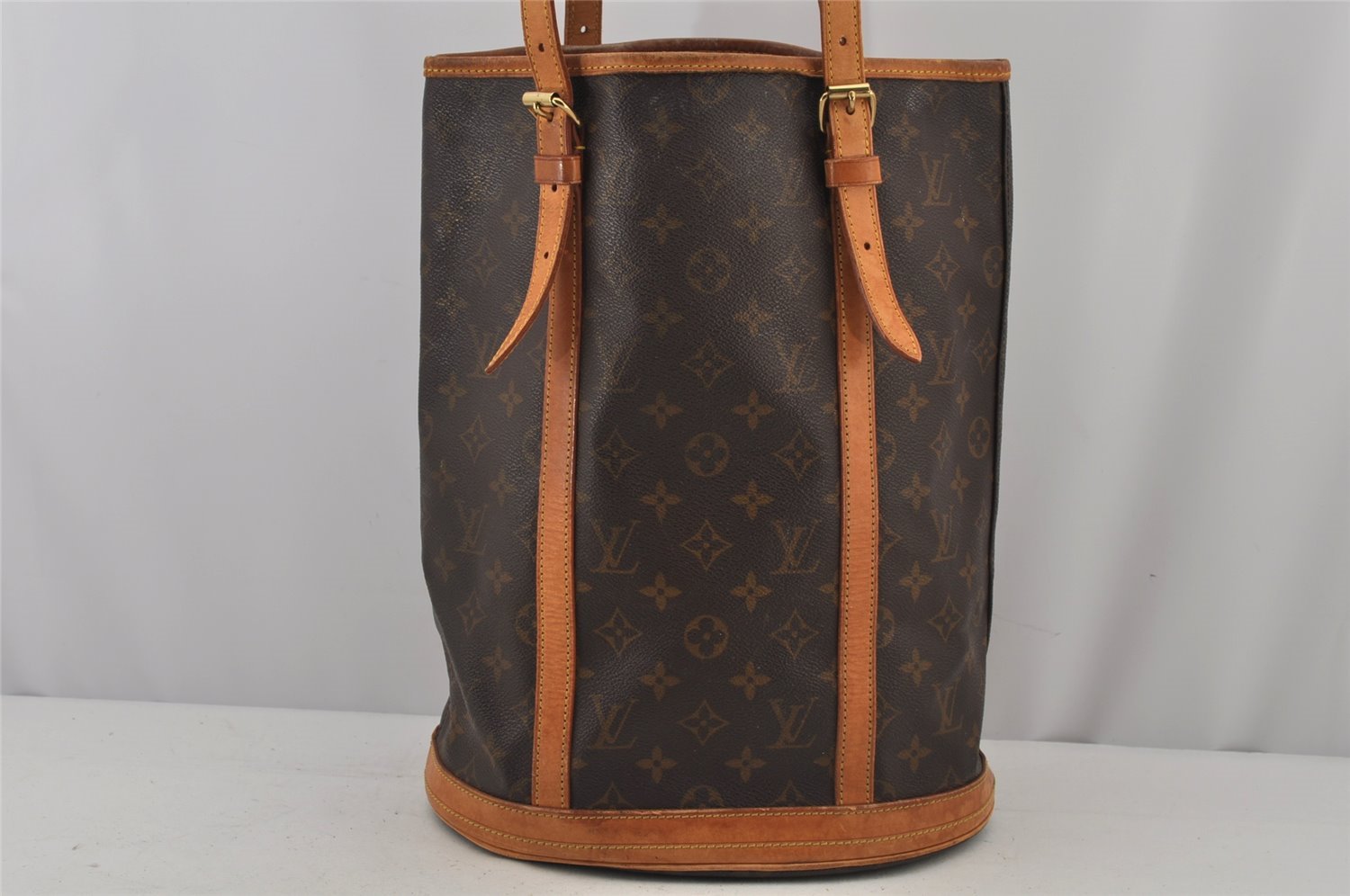 Authentic Louis Vuitton Monogram Bucket GM Shoulder Tote Bag M42236 Junk 7655J