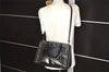 Authentic PRADA Vintage Bijou Saffiano Enamel 2Way Shoulder Hand Bag Black 7655K