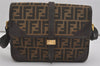 Authentic FENDI Vintage Zucca Shoulder Bag Purse Canvas Leather Brown 7657I