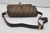 Authentic FENDI Vintage Zucca Shoulder Bag Purse Canvas Leather Brown 7657I