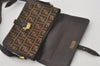 Authentic FENDI Vintage Zucca Shoulder Bag Purse Canvas Leather Brown 7657I