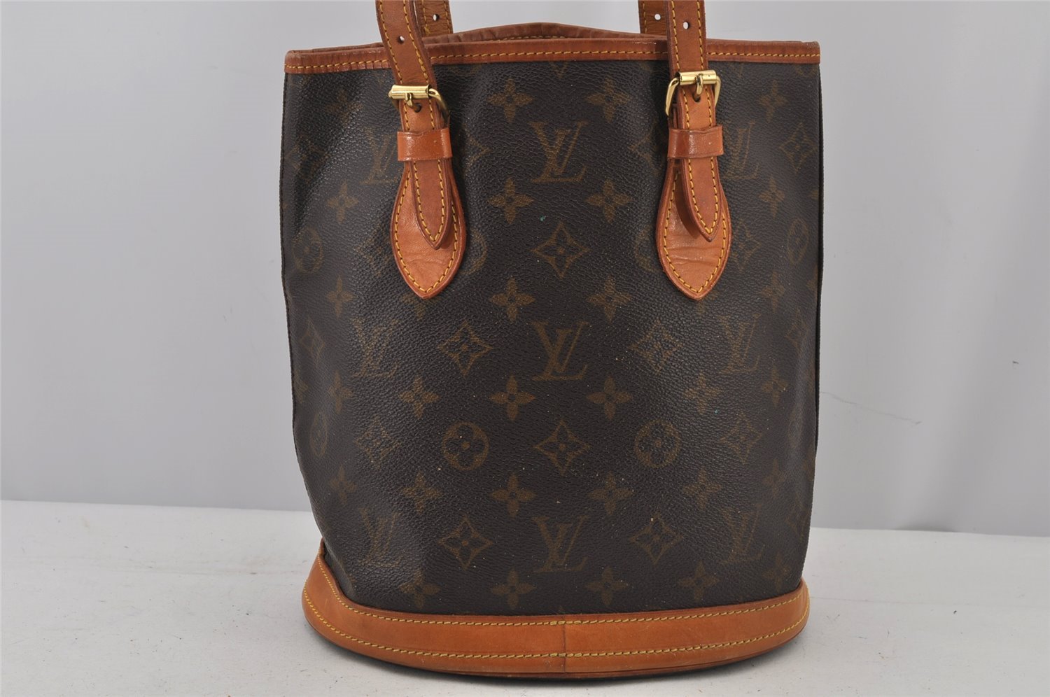 Authentic Louis Vuitton Monogram Bucket PM Shoulder Tote Bag M42238 Junk 7658J