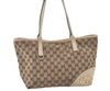 Authentic GUCCI New Britt Shoulder Tote Bag GG Canvas Leather 169946 Brown 7659K