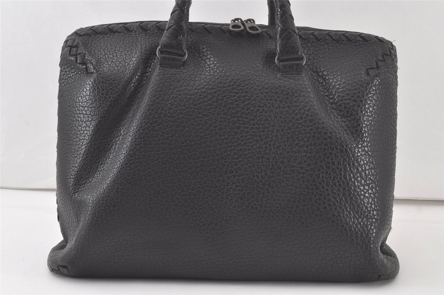 Authentic BOTTEGA VENETA Intrecciato Leather Briefcase Business Bag Black 7662K