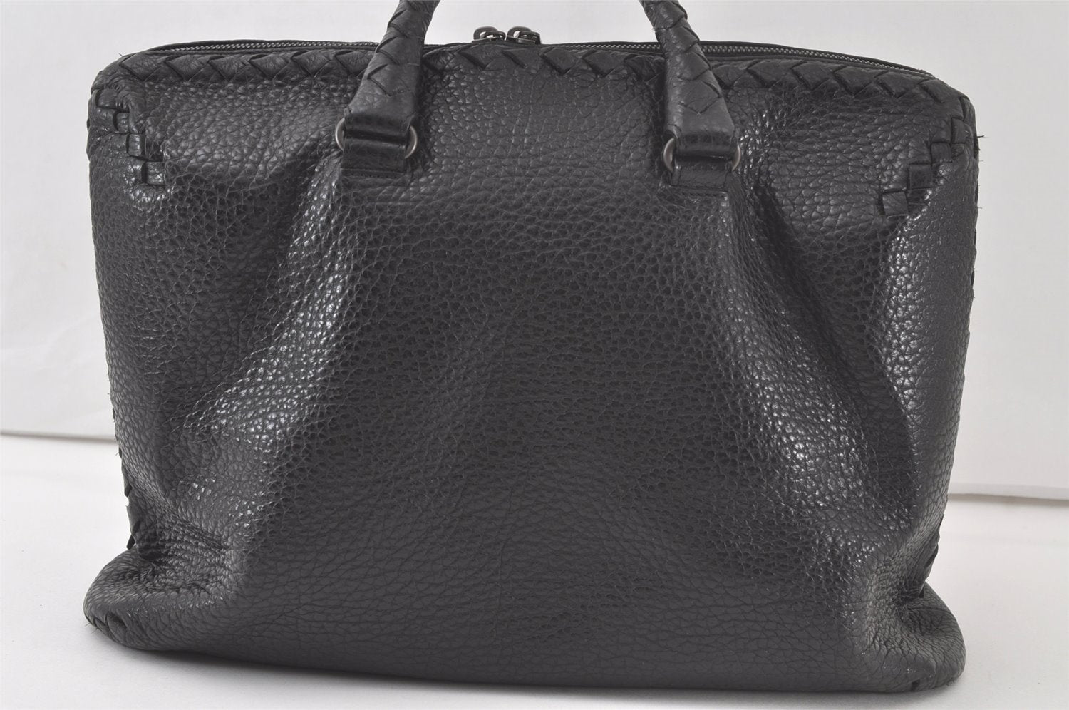 Authentic BOTTEGA VENETA Intrecciato Leather Briefcase Business Bag Black 7662K