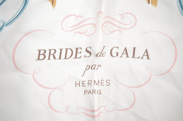 Authentic HERMES Carre 90 Scarf "BRIDES de GALA par" Silk Light Blue 7663I