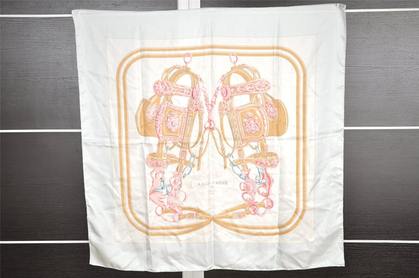 Authentic HERMES Carre 90 Scarf "BRIDES de GALA par" Silk Light Blue 7663I