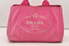 Authentic PRADA Canapa M Canvas Tote Hand Bag BN1877 Pink 7663J