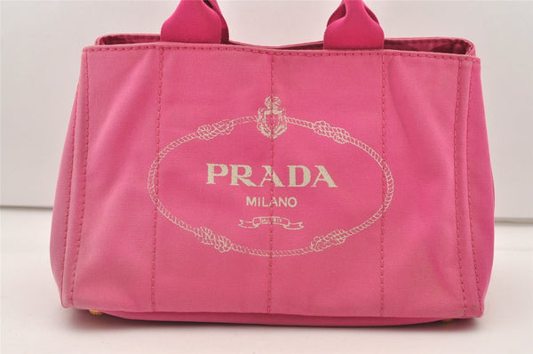 Authentic PRADA Canapa M Canvas Tote Hand Bag BN1877 Pink 7663J