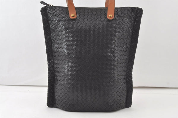 Authentic BOTTEGA VENETA Intrecciato Leather Shoulder Tote Bag Black 7663K