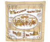 Authentic HERMES Carre 90 Scarf "L' Hiver en Poste" Silk Beige 7664I