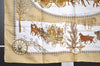 Authentic HERMES Carre 90 Scarf "L' Hiver en Poste" Silk Beige 7664I