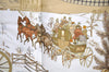 Authentic HERMES Carre 90 Scarf "L' Hiver en Poste" Silk Beige 7664I