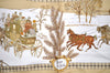 Authentic HERMES Carre 90 Scarf "L' Hiver en Poste" Silk Beige 7664I