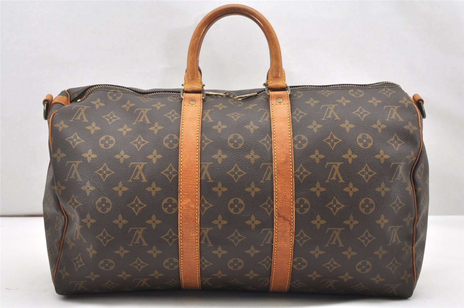 Authentic Louis Vuitton Monogram Keepall Bandouliere 45 M41418 Boston Bag 7665K