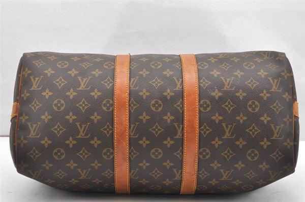 Authentic Louis Vuitton Monogram Keepall Bandouliere 45 M41418 Boston Bag 7665K