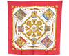 Authentic HERMES Carre 90 Scarf "LES TAMBOURS" Silk Red 7666I